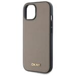 DKNY DKHMP15SPGHLME Beige Hardcase Grained Metal Logo MagSafe Kryt iPhone 15