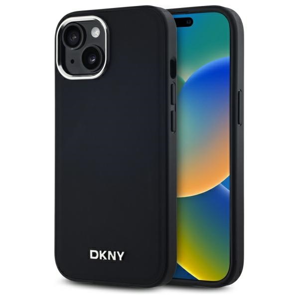 DKNY DKHMP15SPSCMCLK Black Hardcase Plain Logo MagSafe Kryt iPhone 15