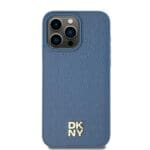 DKNY DKHMP15SPSHRPSB Blue Hardcase Leather Pattern Metal Logo MagSafe Kryt iPhone 13/14/15