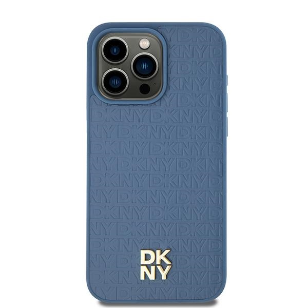 DKNY DKHMP15SPSHRPSB Blue Hardcase Leather Pattern Metal Logo MagSafe Kryt iPhone 13/14/15