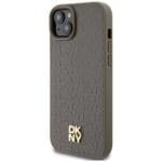 DKNY DKHMP15SPSHRPSW Brown Hardcase Leather Pattern Metal Logo MagSafe Kryt iPhone 13/14/15