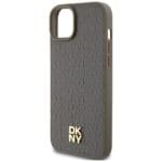 DKNY DKHMP15SPSHRPSW Brown Hardcase Leather Pattern Metal Logo MagSafe Kryt iPhone 13/14/15