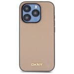 DKNY DKHMP15XPGHLME Beige Hardcase Grained Metal Logo MagSafe Kryt iPhone 15 Pro Max