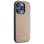 DKNY DKHMP15XPGHLME Beige Hardcase Grained Metal Logo MagSafe Kryt iPhone 15 Pro Max