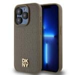 DKNY DKHMP15XPSHRPSW Brown Hardcase Leather Pattern Metal Logo MagSafe Kryt iPhone 15 Pro Max