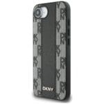 DKNY Leather Checkered Mono Pattern MagSafe Black Kryt iPhone 16e