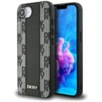 DKNY Leather Checkered Mono Pattern MagSafe Black Kryt iPhone 16e