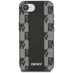 DKNY Leather Checkered Mono Pattern MagSafe Black Kryt iPhone 16e