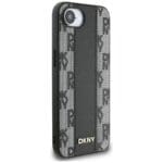 DKNY Leather Checkered Mono Pattern MagSafe Black Kryt iPhone 16e
