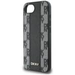 DKNY Leather Checkered Mono Pattern MagSafe Black Kryt iPhone 16e