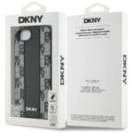 DKNY Leather Checkered Mono Pattern MagSafe Black Kryt iPhone 16e