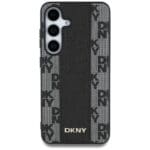 DKNY Leather Checkered Pattern MagSafe Black Kryt Samsung Galaxy S25
