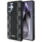 DKNY Leather Checkered Pattern MagSafe Black Kryt Samsung Galaxy S25 Ultra