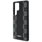 DKNY Leather Checkered Pattern MagSafe Black Kryt Samsung Galaxy S25 Ultra