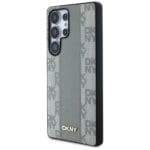 DKNY Leather Checkered Pattern MagSafe taupe Kryt Samsung Galaxy S25 Ultra