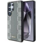 DKNY Leather Checkered Pattern MagSafe taupe Kryt Samsung Galaxy S25 Ultra