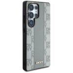 DKNY Leather Checkered Pattern MagSafe taupe Kryt Samsung Galaxy S25 Ultra