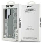 DKNY Leather Checkered Pattern MagSafe taupe Kryt Samsung Galaxy S25 Ultra