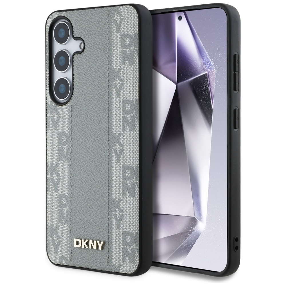 DKNY Leather Checkered Pattern MagSafe taupe Kryt Samsung Galaxy S25
