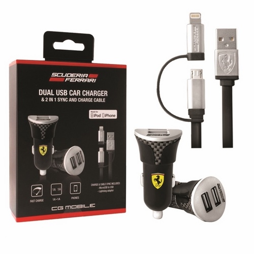 Ferrari Charger FEBCCCBUNBK 2w1 MFIlightning/micro USB Black