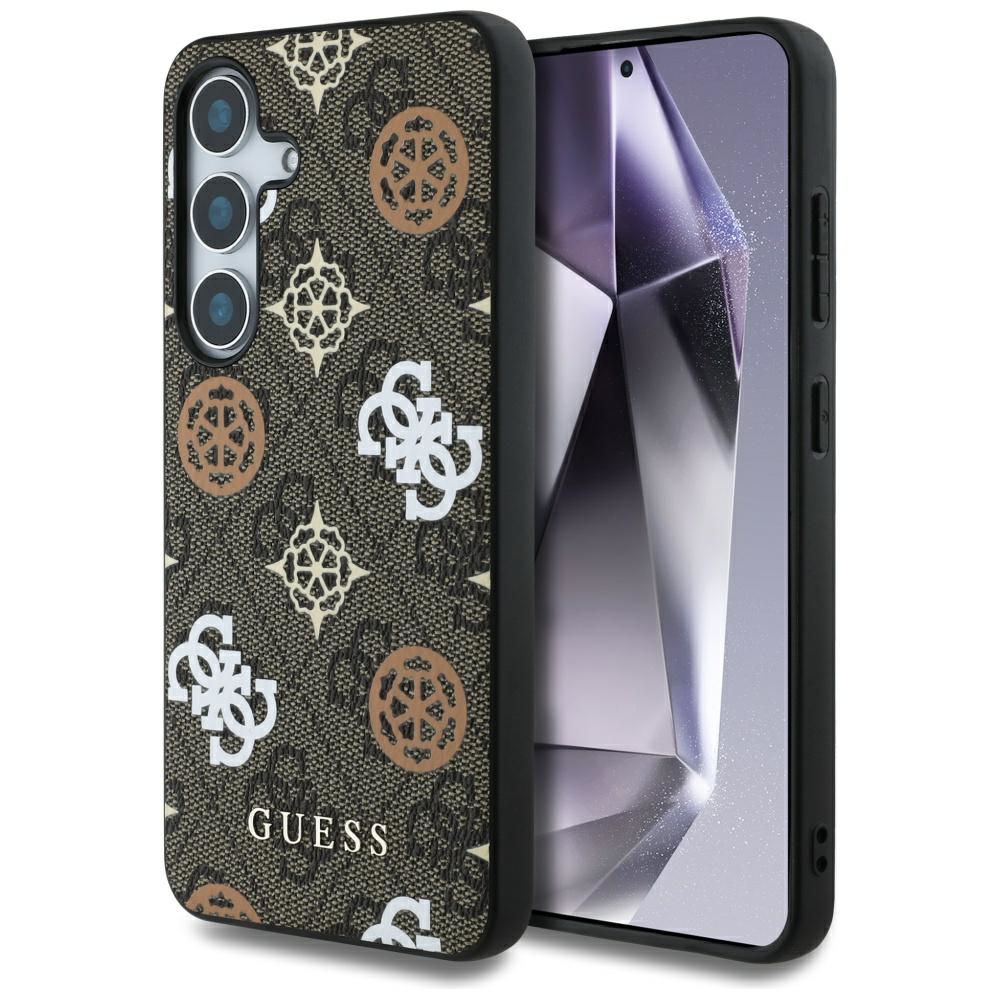 Guess 4G Printed ColoRed Peony Pattern MagSafe to Brown Kryt Samsung Galaxy S25