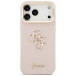 Guess Grained Big 4G & Stand Camera Pink Kryt iPhone 17 Pro Max