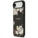 Guess Grained Flowers Classic Logo MagSafe Black Kryt iPhone 17 Air