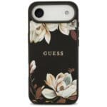 Guess Grained Flowers Classic Logo MagSafe Black Kryt iPhone 17 Air