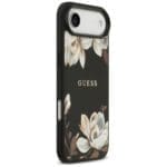 Guess Grained Flowers Classic Logo MagSafe Black Kryt iPhone 17 Air