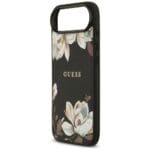 Guess Grained Flowers Classic Logo MagSafe Black Kryt iPhone 17 Air