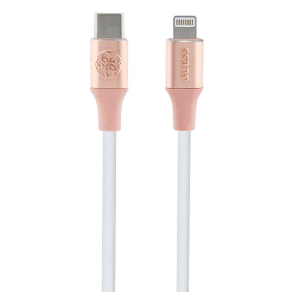 Guess GUCLLALRGDP USB-C Cable -Lightning 1.5m Fast Charging Pink Ebossed Logo