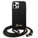 Guess GUHCP12MLSCLMGBK Black Hardcase Metal Logo Cord Kryt iPhone 12/12 Pro