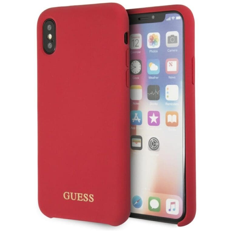 Guess GUHCPXLSGLRE Red Hardcase Silicone Kryt iPhone X/XS