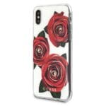 Guess GUHCPXROSTR Transparent Hardcase Flower Desire Red rose Kryt iPhone X/XS