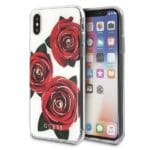 Guess GUHCPXROSTR Transparent Hardcase Flower Desire Red rose Kryt iPhone X/XS