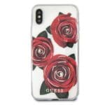 Guess GUHCPXROSTR Transparent Hardcase Flower Desire Red rose Kryt iPhone X/XS