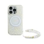 Guess GUHMP16LHCPOFPH White Hardcase IML Flowers Allover Electro With Pearl Kryt iPhone 16 Pro