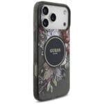 Guess IML Flowers Pearl Strap MagSafe Black Kryt iPhone 17 Pro Max