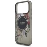 Guess IML Flowers Pearl Strap MagSafe Black Kryt iPhone 17 Pro Max
