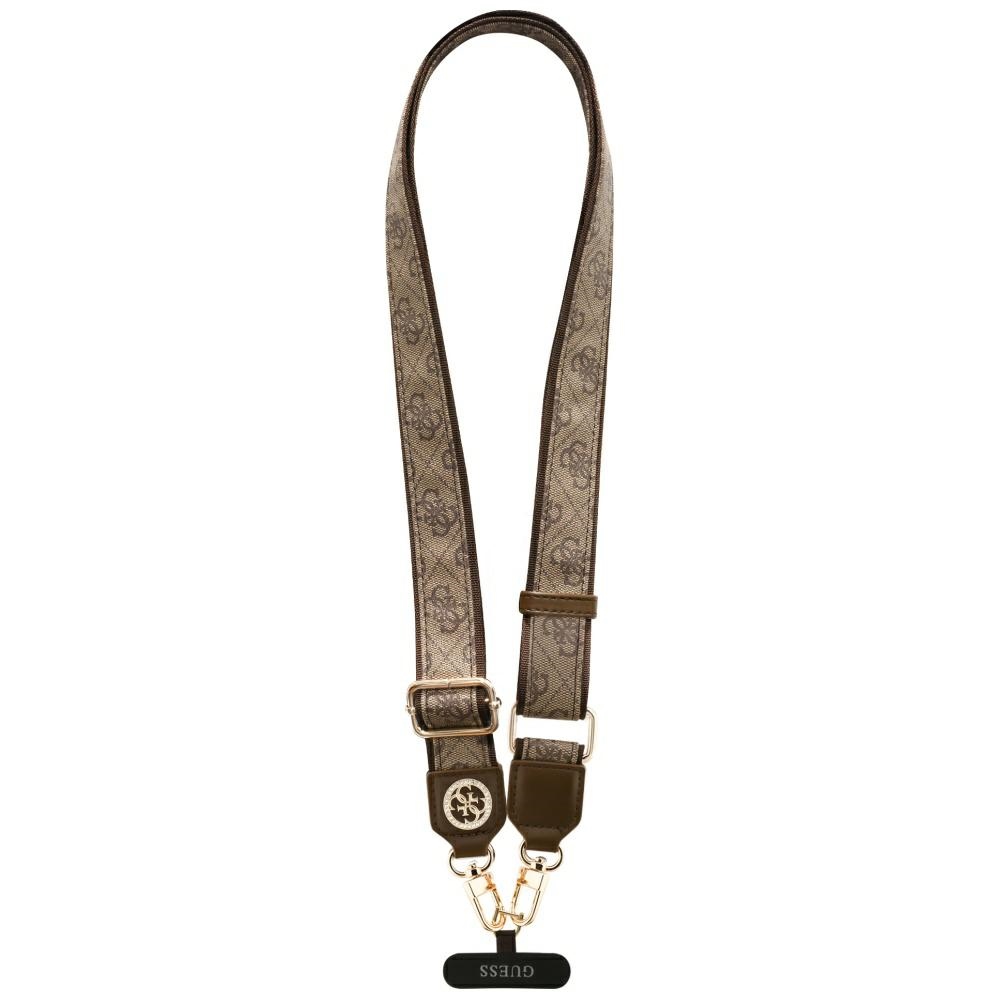 Guess Universal lanyard CBDY 4G Tether Patch Strass Metal Logo Brown