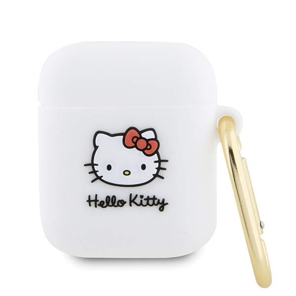 Hello Kitty HKA23DKHSH Cover White Silicone 3D Kitty Head Kryt AirPods Pro/Pro 2