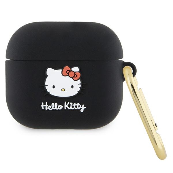 Hello Kitty HKA33DKHSK Cover Black Silicone 3D Kitty Head Kryt AirPods 3