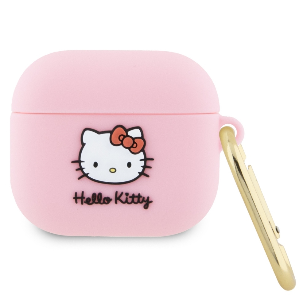 Hello Kitty HKA33DKHSP Cover Pink Silicone 3D Kitty Head Kryt AirPods 3