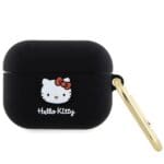 Hello Kitty HKAP3DKHSK Cover Black Silicone 3D Kitty Head Kryt AirPods Pro