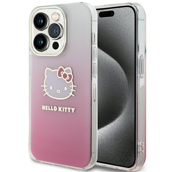 Hello Kitty HKHCP15LHDGKEP Pink Hardcase IML Gradient Electrop Kitty Head Kryt iPhone 15 Pro