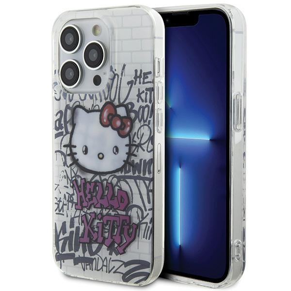 Hello Kitty HKHCP15LHDGPHT White Hardcase IML Kitty On Bricks Graffiti Kryt iPhone 15 Pro