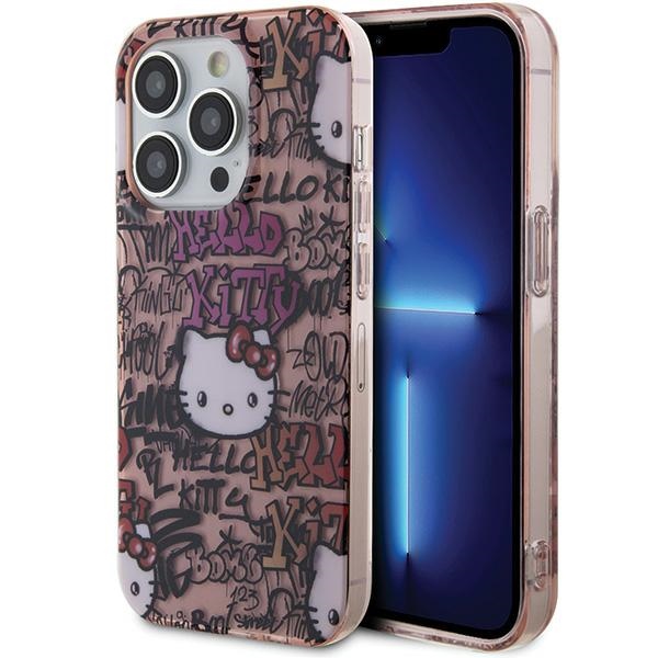 Hello Kitty HKHCP15LHDGPTP Pink Hardcase IML Tags Graffiti Kryt iPhone 15 Pro