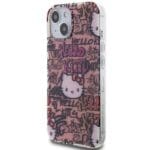Hello Kitty HKHCP15SHDGPTP Pink Hardcase IML Tags Graffiti Kryt iPhone 13/14/15