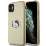 Hello Kitty HKHMN61PGHCKD Gold Hardcase Leather Kitty Head MagSafe Kryt iPhone 11/XR