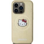 Hello Kitty HKHMP13LPGHCKD Gold Hardcase Leather Kitty Head MagSafe Kryt iPhone 13/13 Pro